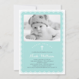 Mooie Lace Baptism Uitnodiging - Blauw
