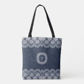 Mooie Lace Blue Denim Pattern-Canvas tas (Achterkant)