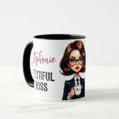 Mooie Lady Boss met Quote Mok (Voorkant links)