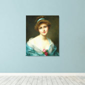 mooie Lady Green Dress Canvas Afdruk (Insitu (Houten vloer))