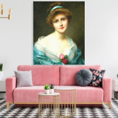 mooie Lady Green Dress Canvas Afdruk (Insitu (Woonkamer))