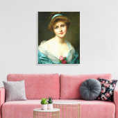 mooie Lady Green Dress Canvas Afdruk (Insitu (Woonkamer))