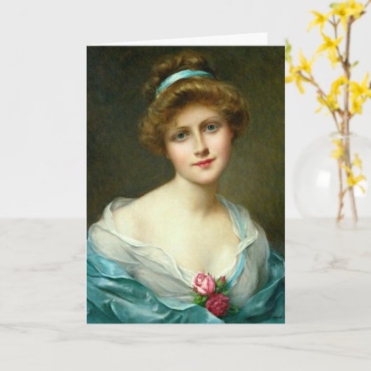 mooie Lady Green Dress Kaart (Gele Bloem)