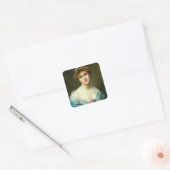  mooie Lady Green Dress Vierkante Sticker (Envelop)