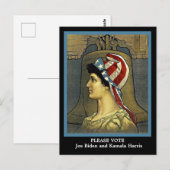 Mooie Lady Liberty Pro Biden en Harris Briefkaart (Voorkant / Achterkant)