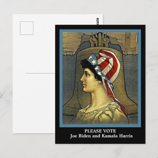 Mooie Lady Liberty Pro Biden en Harris Briefkaart (Voorkant / Achterkant)