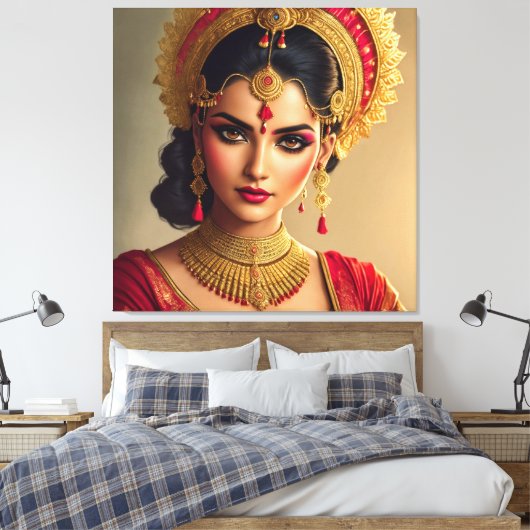 Mooie Lady of India Canvas Print Afbeelding (Insitu (Slaapkamer))