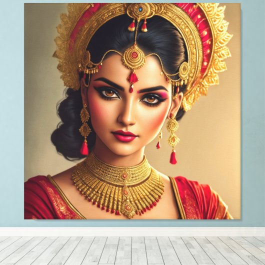 Mooie Lady of India Canvas Print Afbeelding (Insitu (Houten vloer))