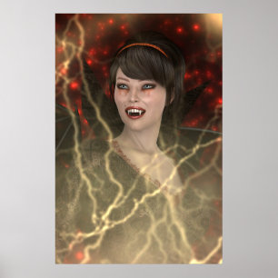 Mooie Lady Vamp Perfecte Halloween Heks Stijl Poster