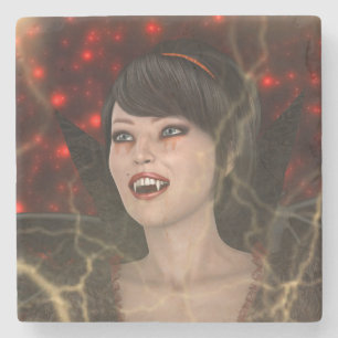 Mooie Lady Vamp Perfecte Halloween Heks Stijl Stenen Onderzetter