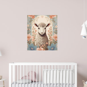 Mooie Lam Zwak Pastel Kleur Bloemen Poster