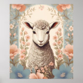 Mooie Lam Zwak Pastel Kleur Bloemen Poster (Voorkant)