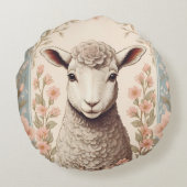 Mooie Lam Zwak Pastel Kleur Bloemen Rond Kussen (Achterkant)