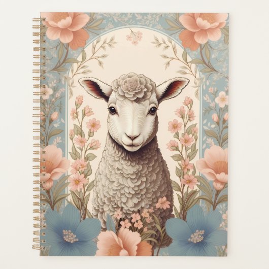 Mooie Lam Zwakke Pastel Bloemenprint Planner (Voorkant)