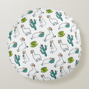 Mooie Lama en Cactus Patroon Rond Kussen