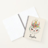 Mooie Lama Gezicht Bloemrijke Gepersonaliseerde Na Notitieboek (Binnen)