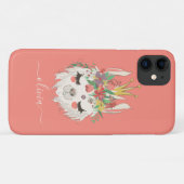 Mooie Lama Gezicht Bloemrijke Persoonlijke Naam  Case-Mate iPhone Case (Achterkant (horizontaal))