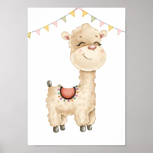 Mooie Lama-kinderkamerposter Dierenkamerprint voor Poster (Voorkant)