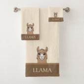 Mooie lama op beige & bruin bad handdoek (Insitu)