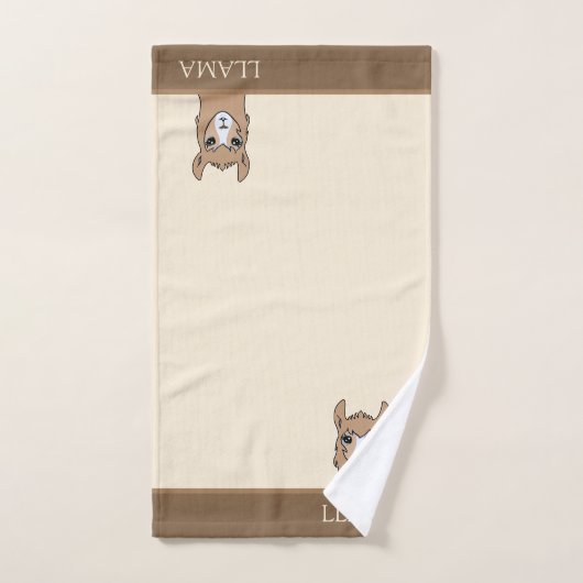 Mooie lama op beige & bruin bad handdoek (Handdoek)