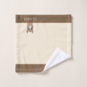 Mooie lama op beige & bruin bad handdoek (Wasdoekje)