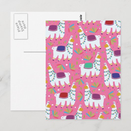 Mooie Lama Patroon Briefkaart (Voorkant / Achterkant)