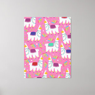 Mooie Lama Patroon Canvas Afdruk