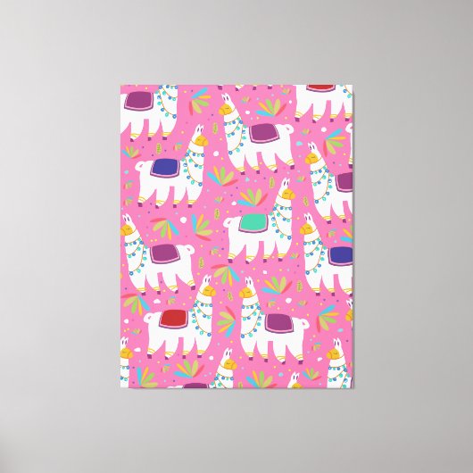 Mooie Lama Patroon Canvas Afdruk (Voorkant)