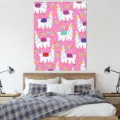 Mooie Lama Patroon Canvas Afdruk (Insitu (Slaapkamer))