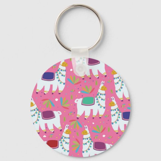 Mooie Lama Patroon Sleutelhanger (Voorkant)