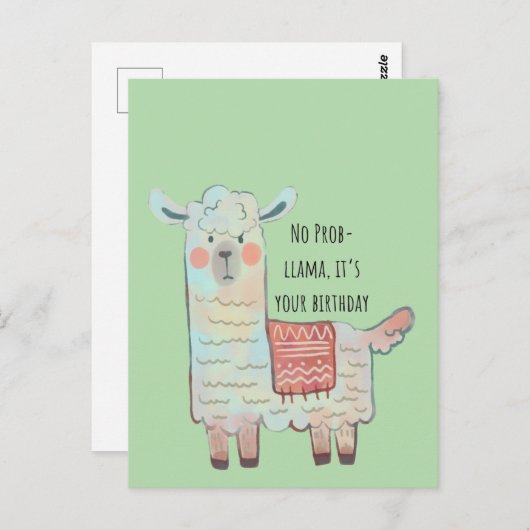 Mooie lama, tekening van alpaca dier briefkaart (Voorkant / Achterkant)