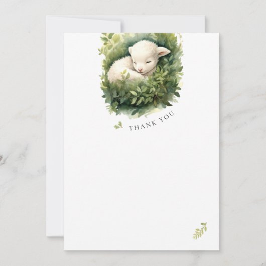Mooie Lammetje Baby Shower Watercolor Bedankkaartj (Voorkant)