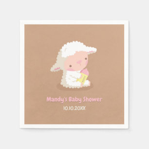 Mooie Lammetje en Melkflesje Baby Shower Benodigdh Servet