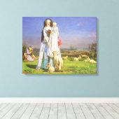 Mooie lammetjes door Ford Madox Brown Canvas Afdruk (Insitu (Houten vloer))