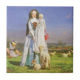Mooie lammetjes door Ford Madox Brown Tegeltje