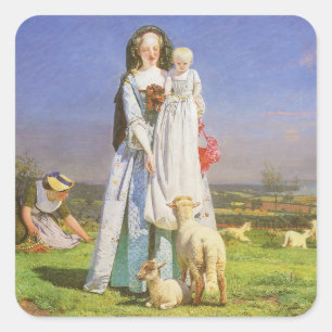 Mooie lammetjes door Ford Madox Brown Vierkante Sticker