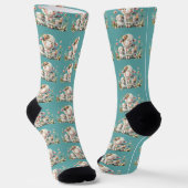 Mooie lammetjes met bloem- en patchworkaccenten sokken (Gebogen)