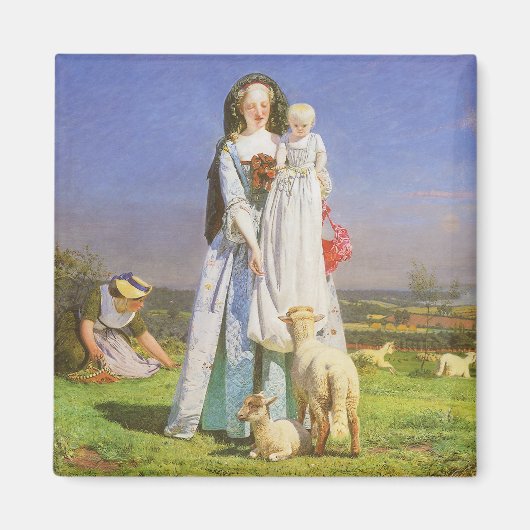 Mooie lammetjes van Ford Madox Brown Magneet (Voorkant)