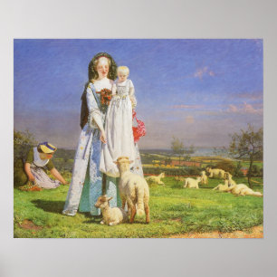 Mooie lammetjes van Ford Madox Brown Poster