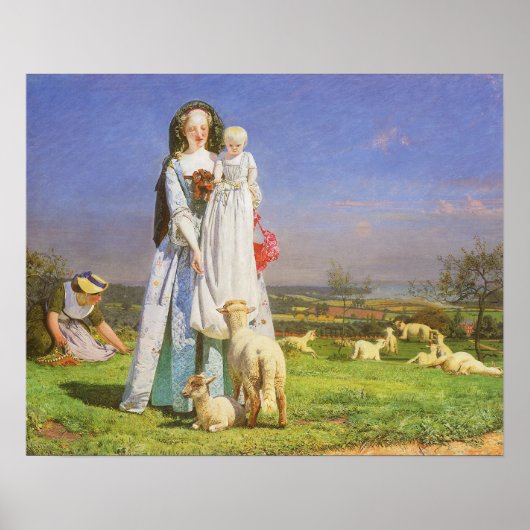 Mooie lammetjes van Ford Madox Brown Poster (Voorkant)