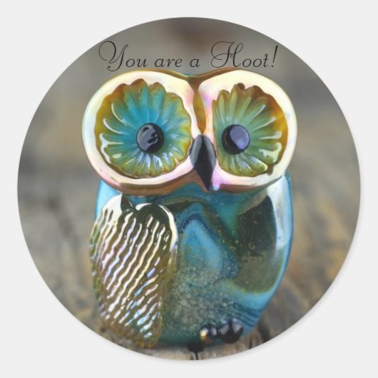 Mooie lampwork uil kraal ronde sticker (Voorkant)