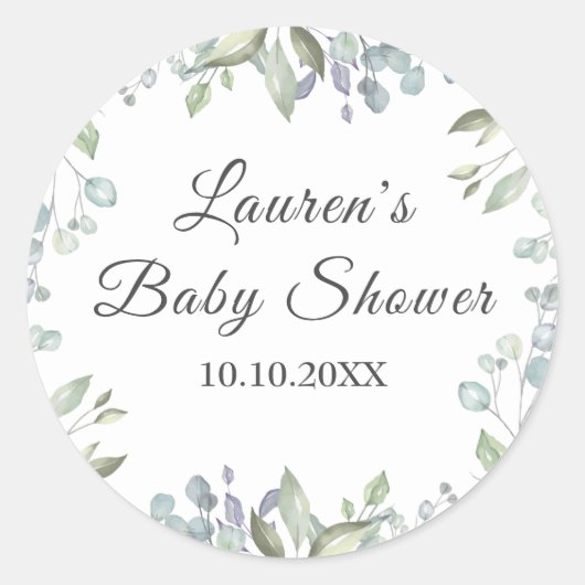 Mooie landelijke bladeren Baby Shower / Sprinkle Ronde Sticker (Voorkant)