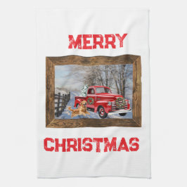 Mooie landelijke kerstvakantie keukenhanddoek