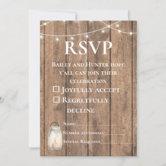 Mooie Landelijke Trouw RSVP Kaart | Rustieke Boerd