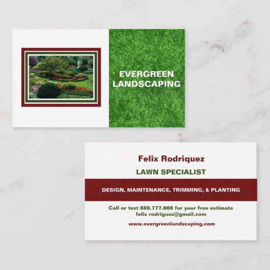 Mooie Landscaping Lawn Foto Visitekaartje (Voorkant / Achterkant)