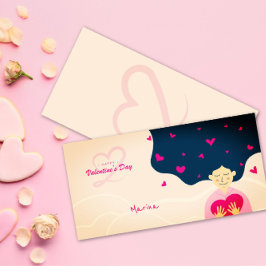 Mooie Landschap Valentijnskaart Vrouw Knuffel Hart Feestdagenkaart