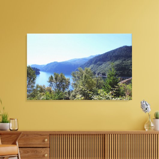 Mooie landschapsfoto van het meer, de berg canvas afdruk (Insitu (Woonkamer))