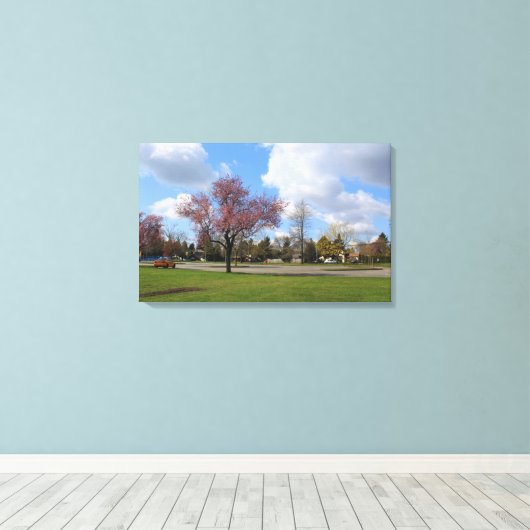 Mooie landschapsfoto's van lenteparken canvas afdruk (Insitu (Houten vloer))
