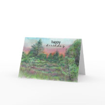 Mooie landschapskunst Trees Happy Birthday Kaart