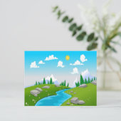 Mooie landschapstekening briefkaart (Staand voorkant)